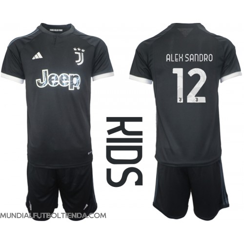Camiseta Juventus Alex Sandro #12 Tercera Equipación Replica 2023-24 para niños mangas cortas (+ Pantalones cortos)